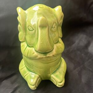 Vintage Trunk Up Green Elephant Figurine…for good luck!